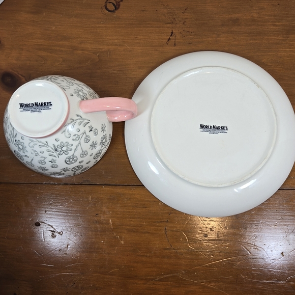 OWL SET World Market Oversized Owl Mug with Matching Saucer Hard To Find Unique - Picture 2 of 9